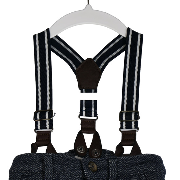 Joe Fresh Boys Size 3 Joggers Dress Pants with Suspenders Blue Herringbone - Picture 2 of 10